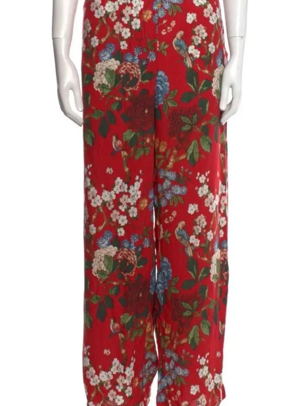 Alice + Olivia Red Floral Print Wide Leg Pants